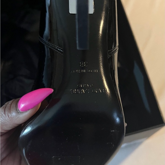 Saint Laurent Black Ankle Boots with Silver Heel - Picture 10 of 15